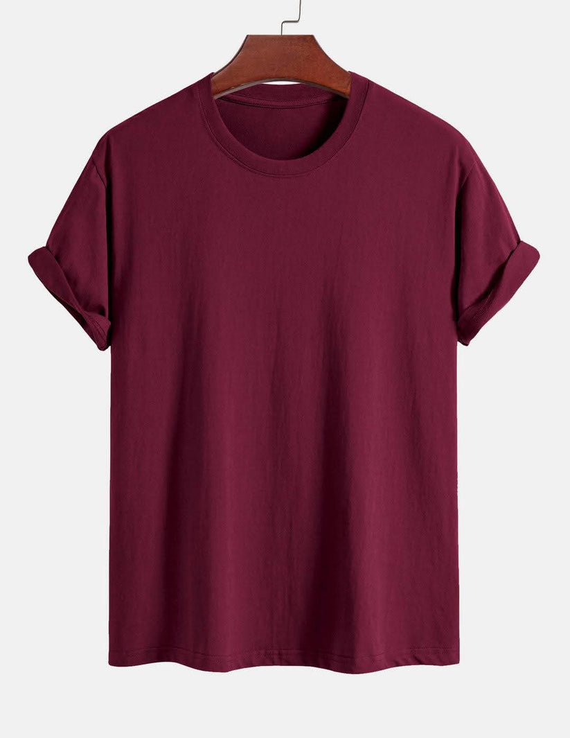 Maroon Semi Drop Shoulder T-Shirt