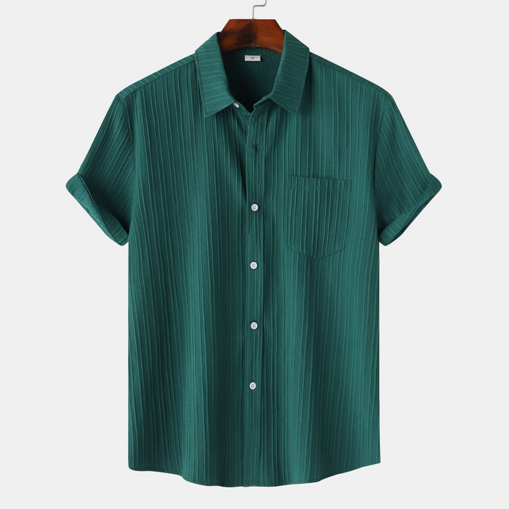 Bottle Green Half Sleeve Striped Texture Premium Shirt