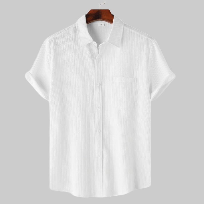 White Half Sleeve Striped Texture Premium Shirt