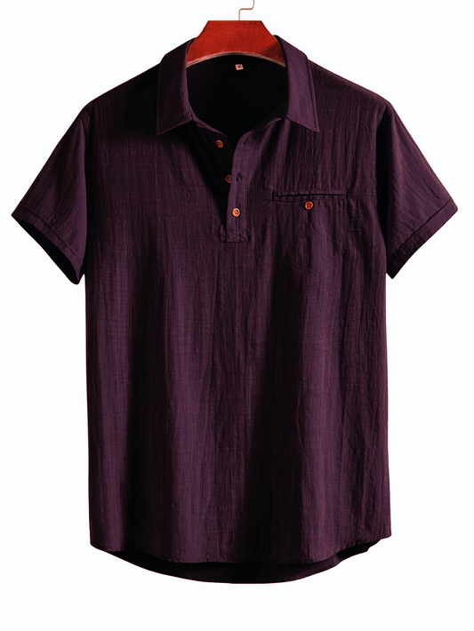 Deep Plum Premium Cotton Spread Collar Katua Shirt