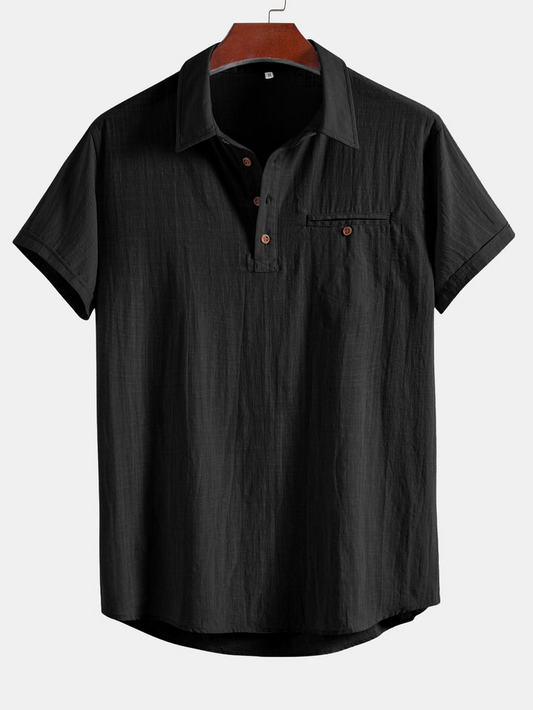 Black Premium Cotton Spread Collar Katua Shirt