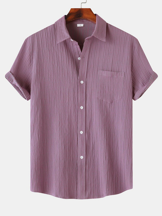Baby Pink Half Sleeve Striped Texture Premium Shirt