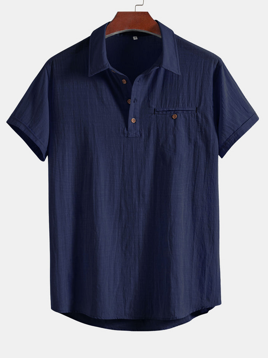 Navy Blue Premium Cotton Spread Collar Katua Shirt