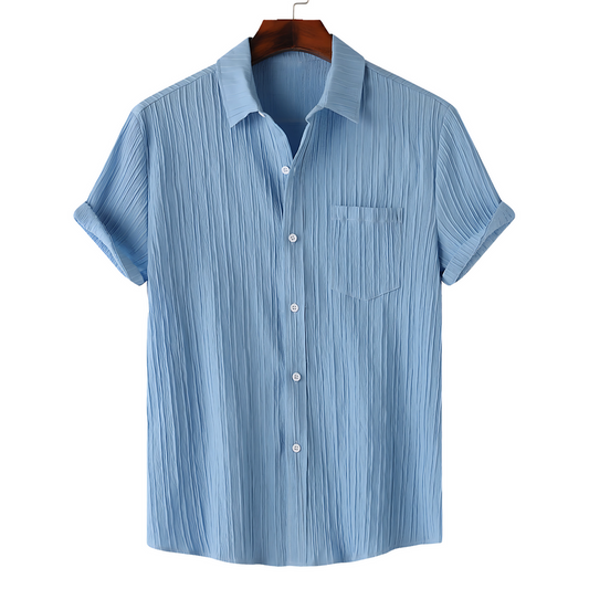 Sky Blue Half Sleeve Striped Texture Premium Shirt