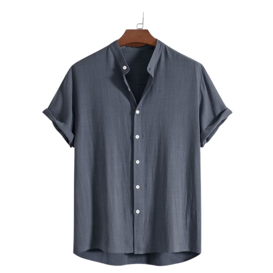 Shurma Ash Mandarin Collar Cotton Shirt