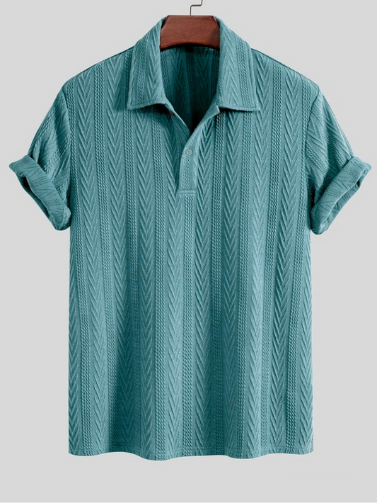 Turquoise Blue Knitting Polo T-Shirt