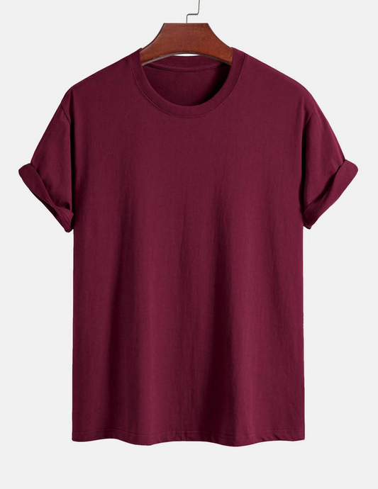 Maroon Semi Drop Shoulder T-Shirt