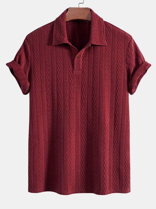 Red Maroon Knitted Knitting Polo T-Shirt