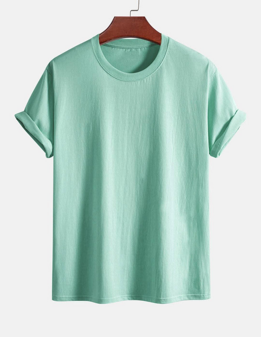 Turquoise Blue Semi Drop Shoulder T-Shirt