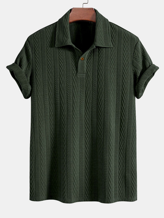 Bottle Green Knitting Polo T-Shirt