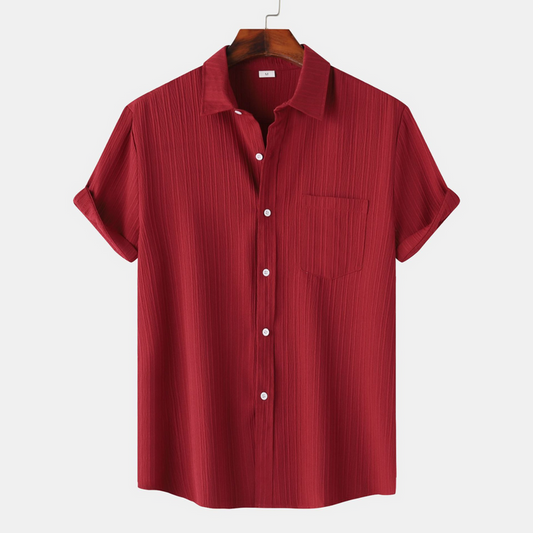Maroon Half Sleeve Striped Texture Premium Shirt