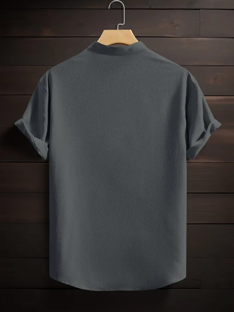 Ash Band Collar Solid Cotton Shirt