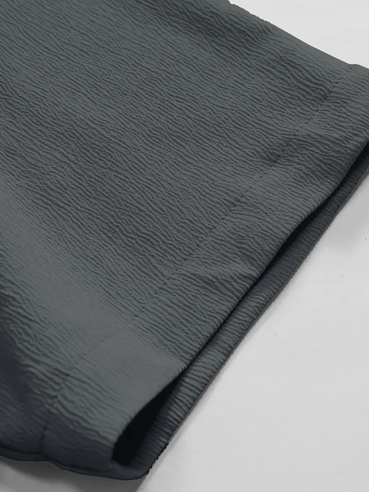 Ash Band Collar Solid Cotton Shirt
