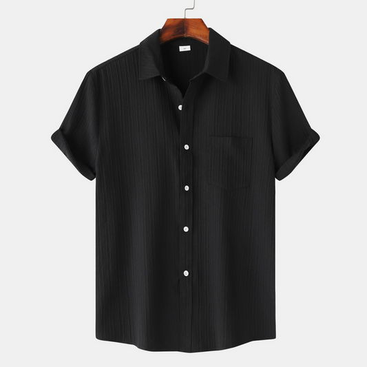 Black Half Sleeve Striped Texture Premium Shirt