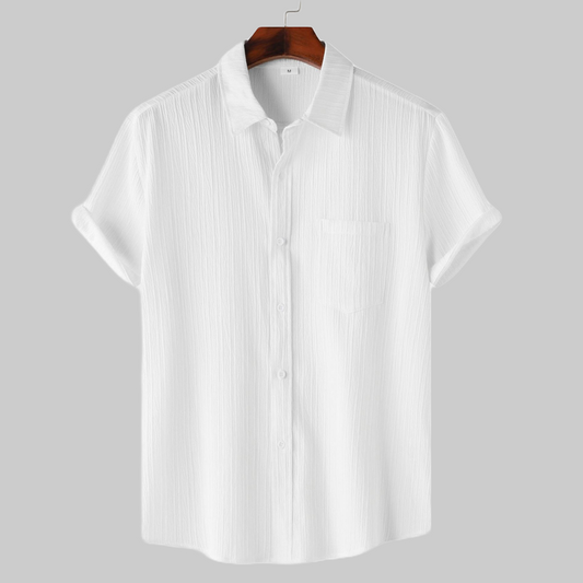 White Half Sleeve Striped Texture Premium Shirt